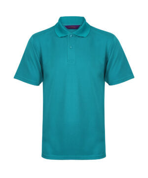 Teal custom polo shirt with short sleeves and classic collar, ideal for personalised embroidery or print branding.