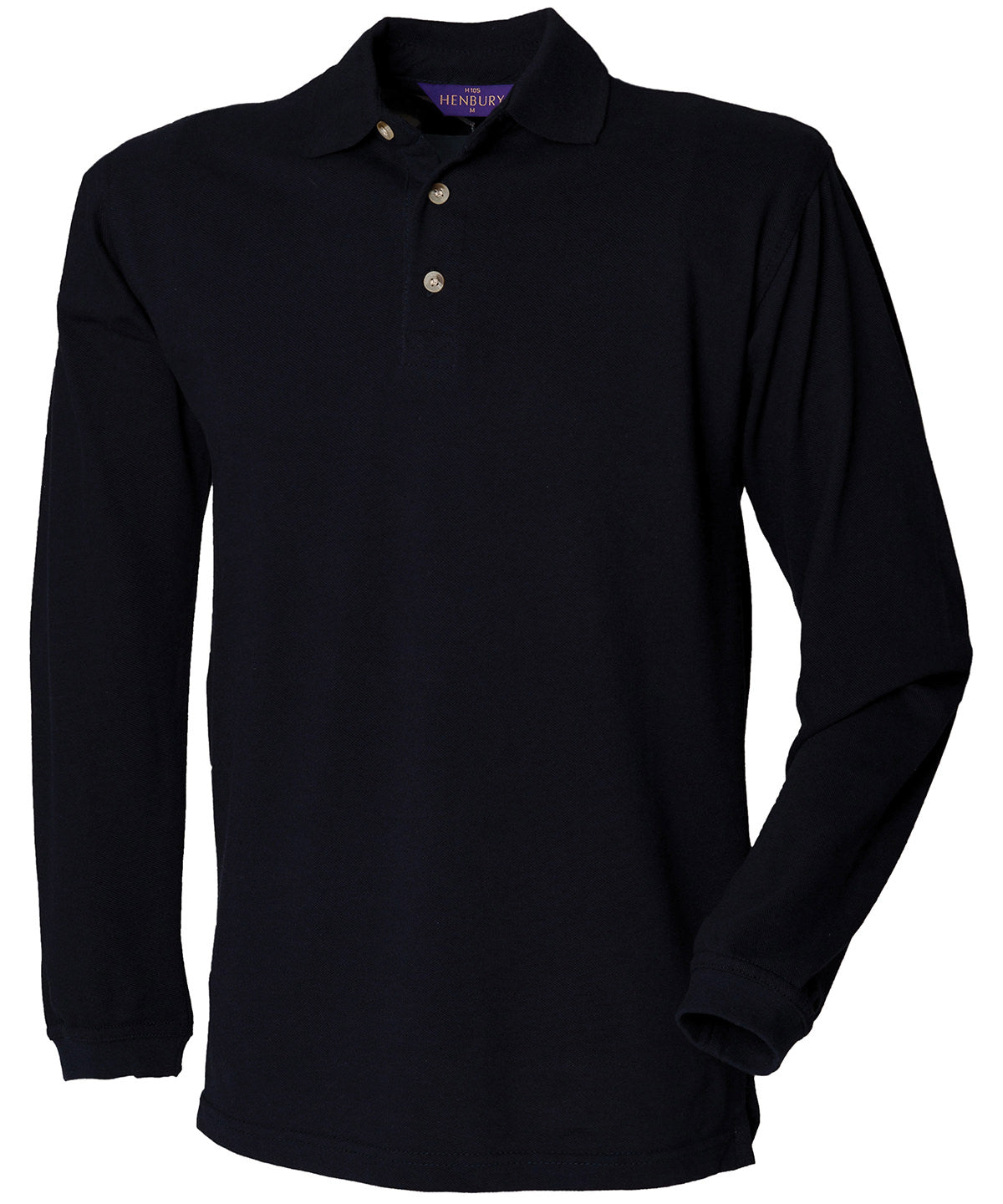 Long sleeve cotton polo shirt