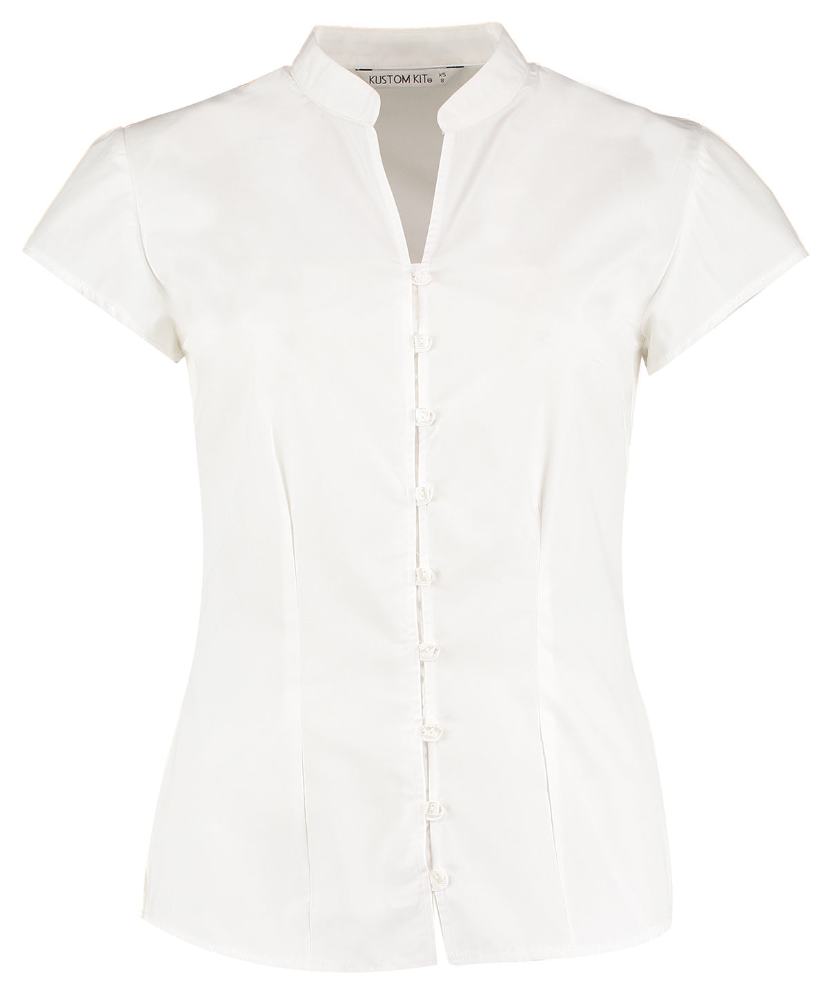 Women's continental blouse mandarin collar cap sleeve (tailored fit)