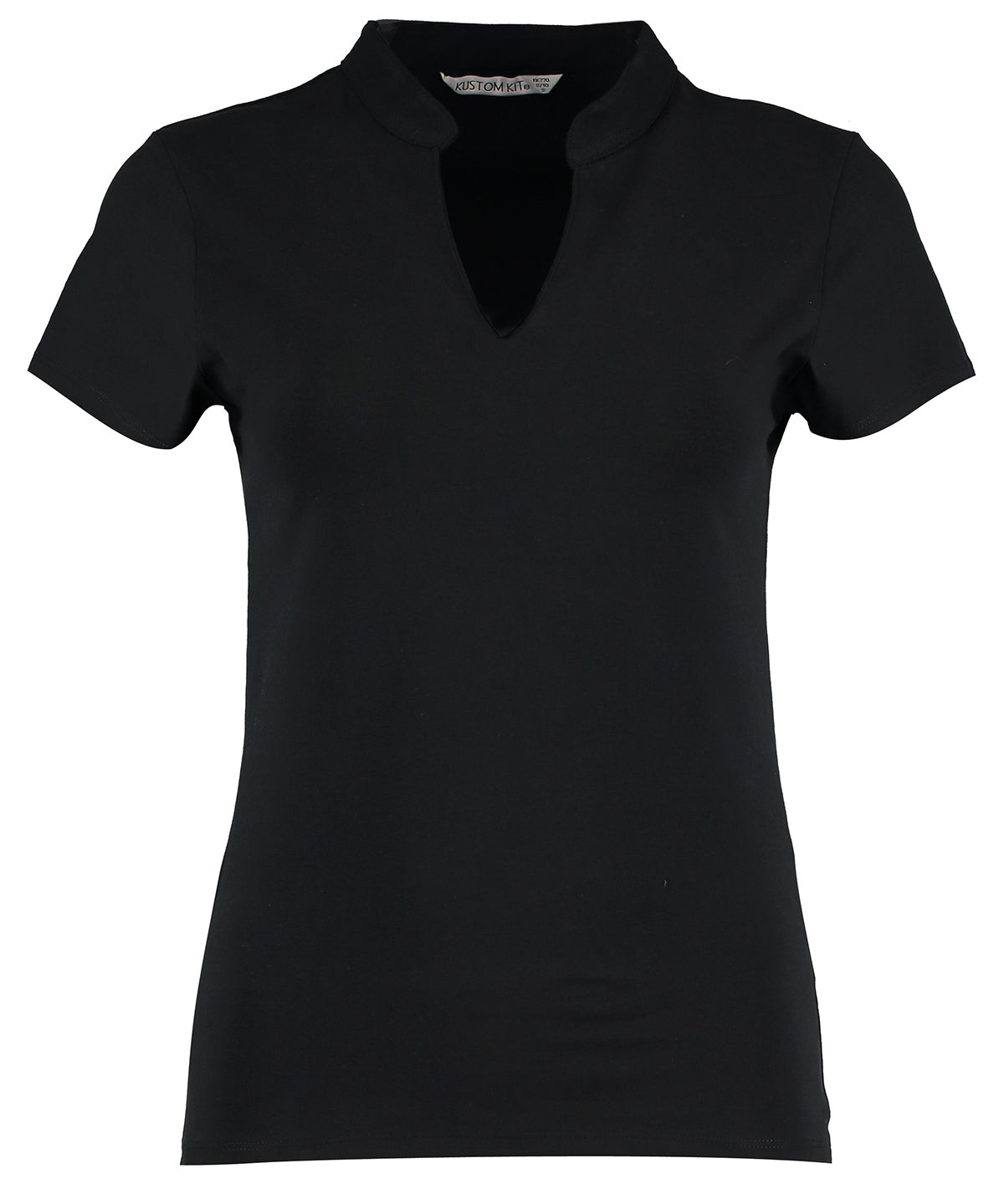 Women's corporate short-sleeved top v-neck mandarin collar (regular fit)