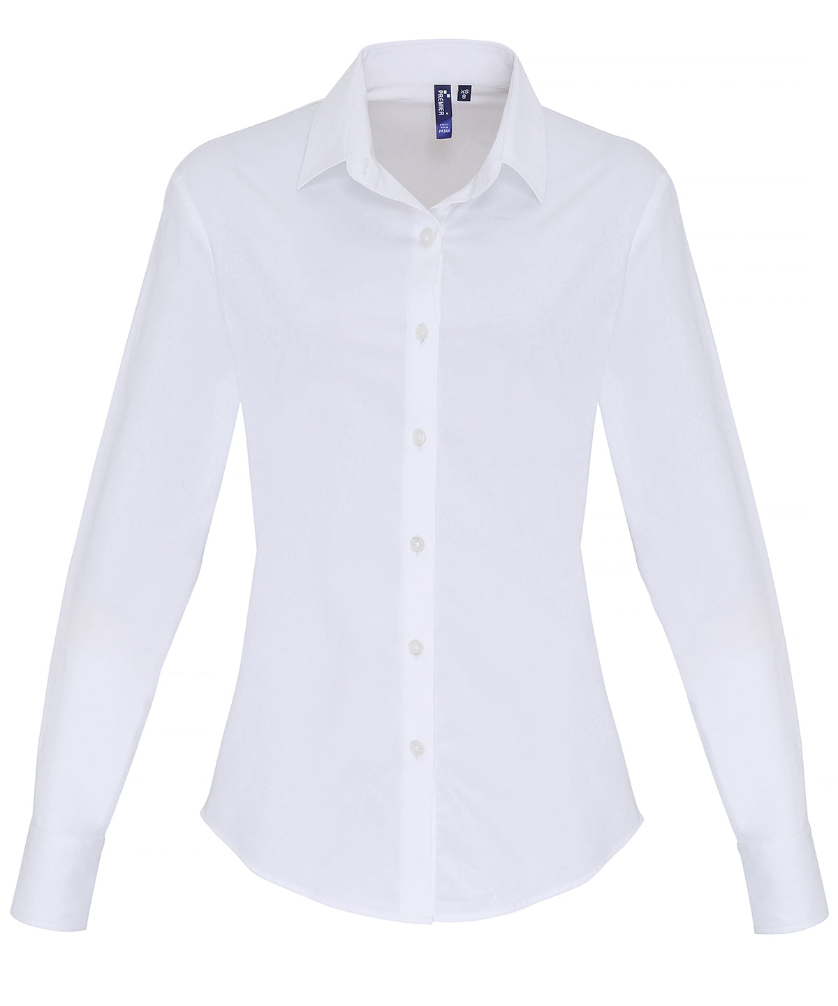 Women's stretch fit cotton poplin long sleeve blouse