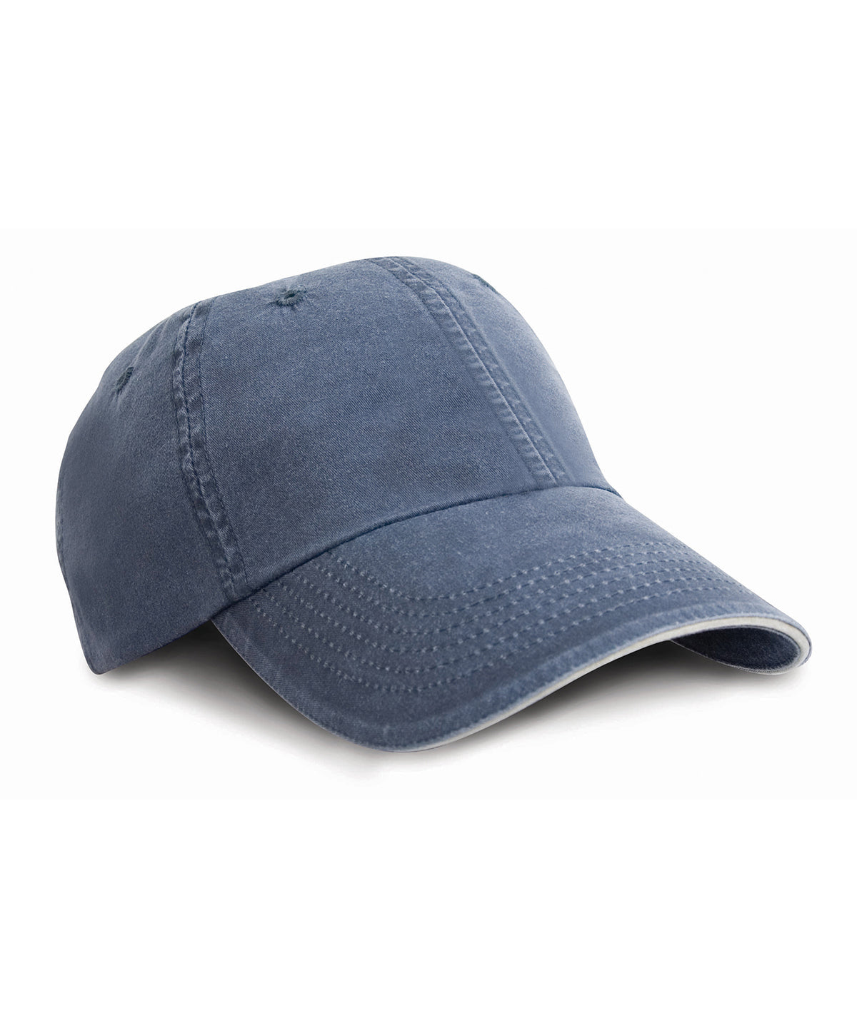 Washed fine line cotton cap with sandwich peak