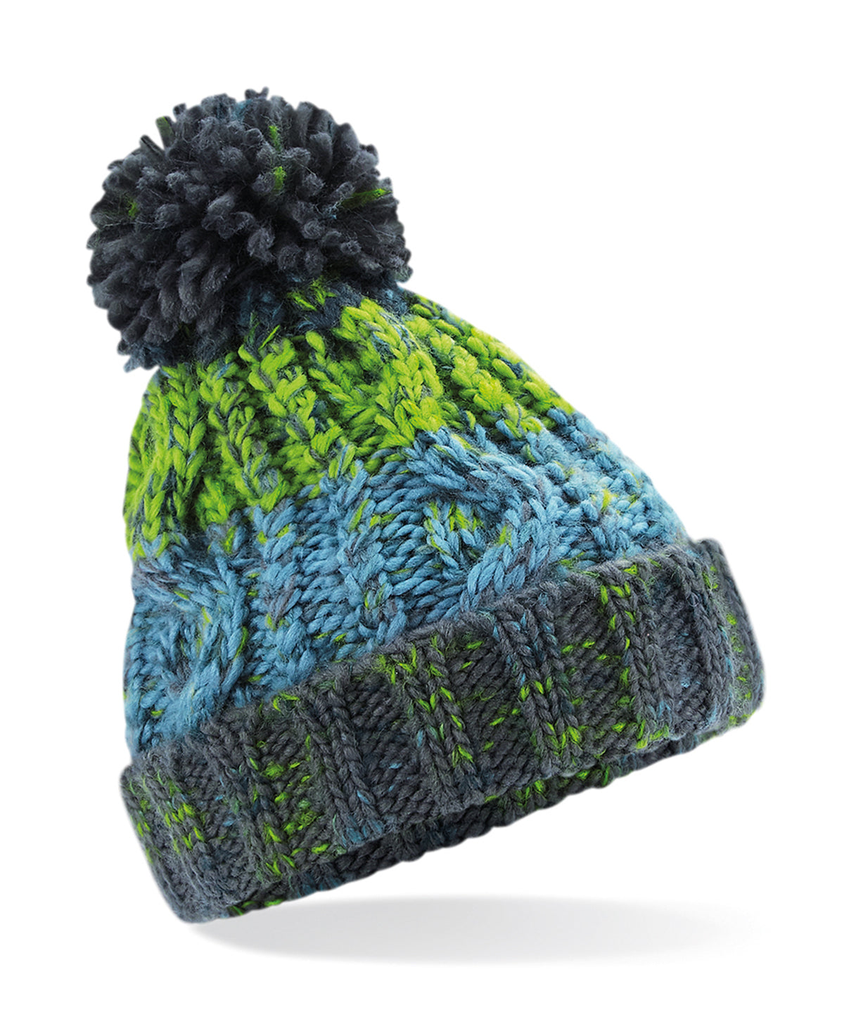 Junior corkscrew pom pom beanie