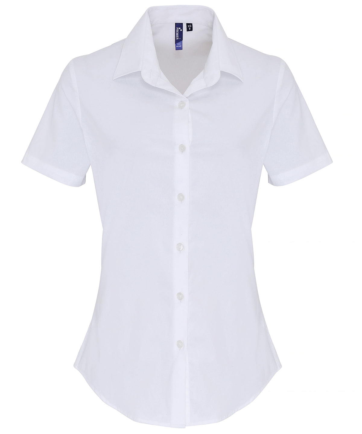 Women's stretch fit cotton poplin short sleeve blouse