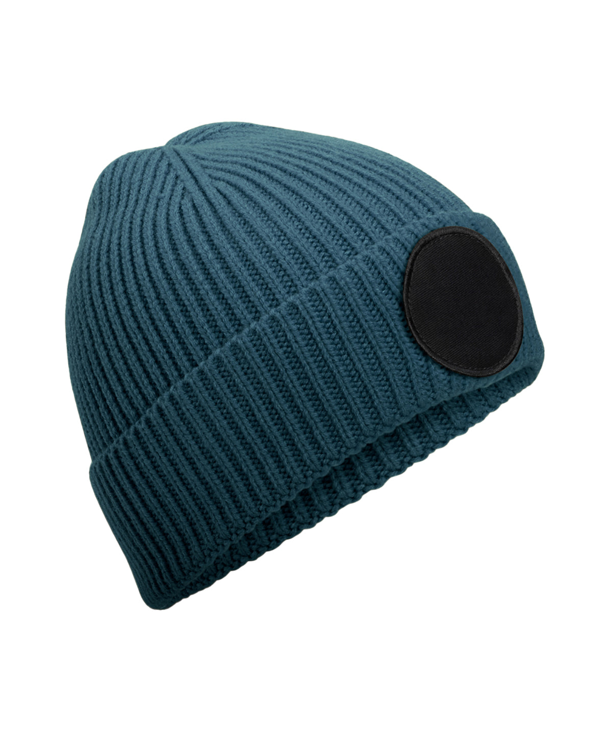 Circular fashion patch beanie