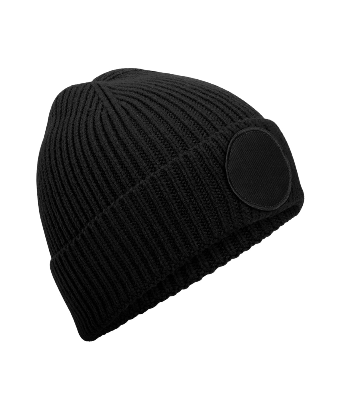 Circular fashion patch beanie