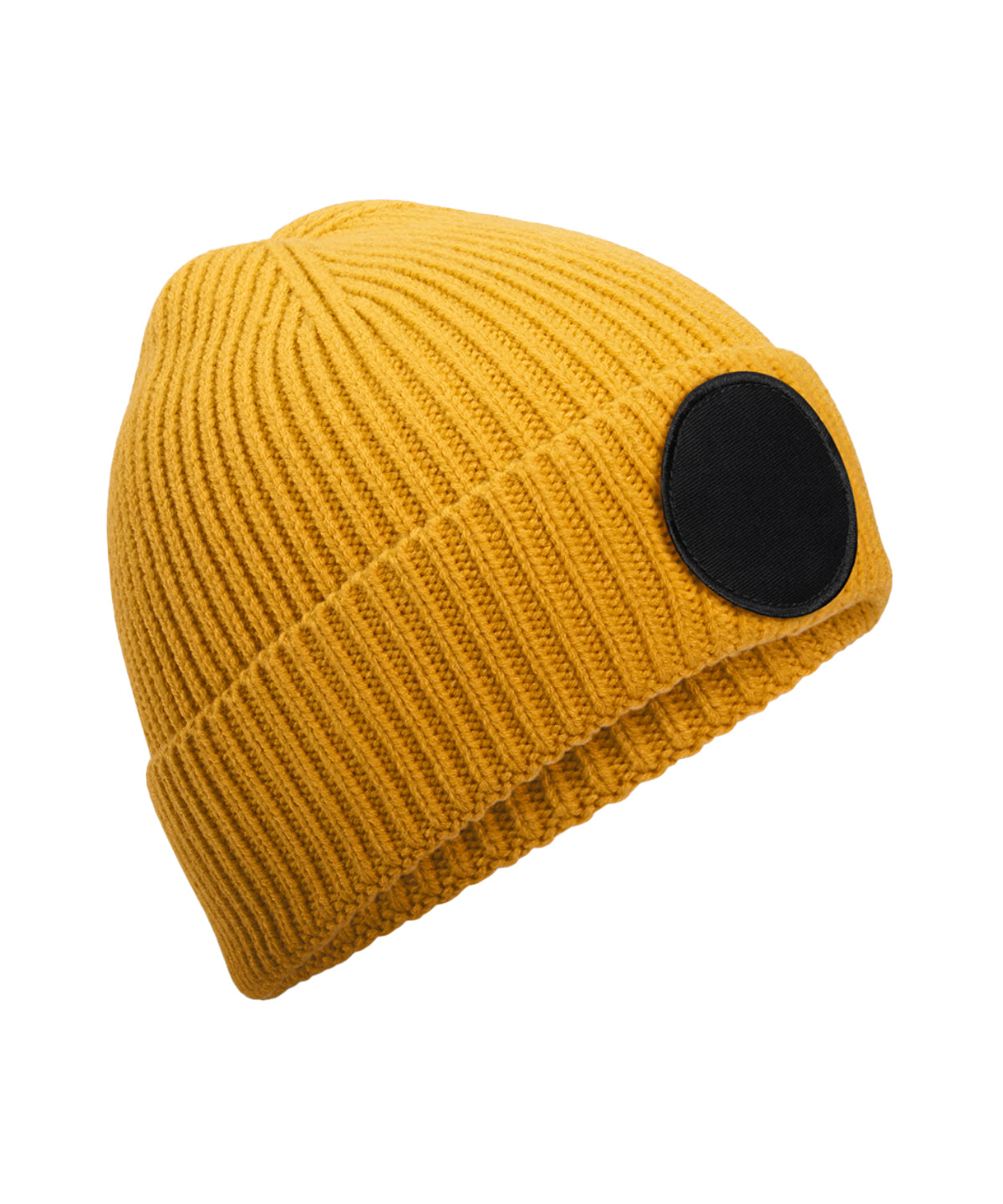 Circular fashion patch beanie