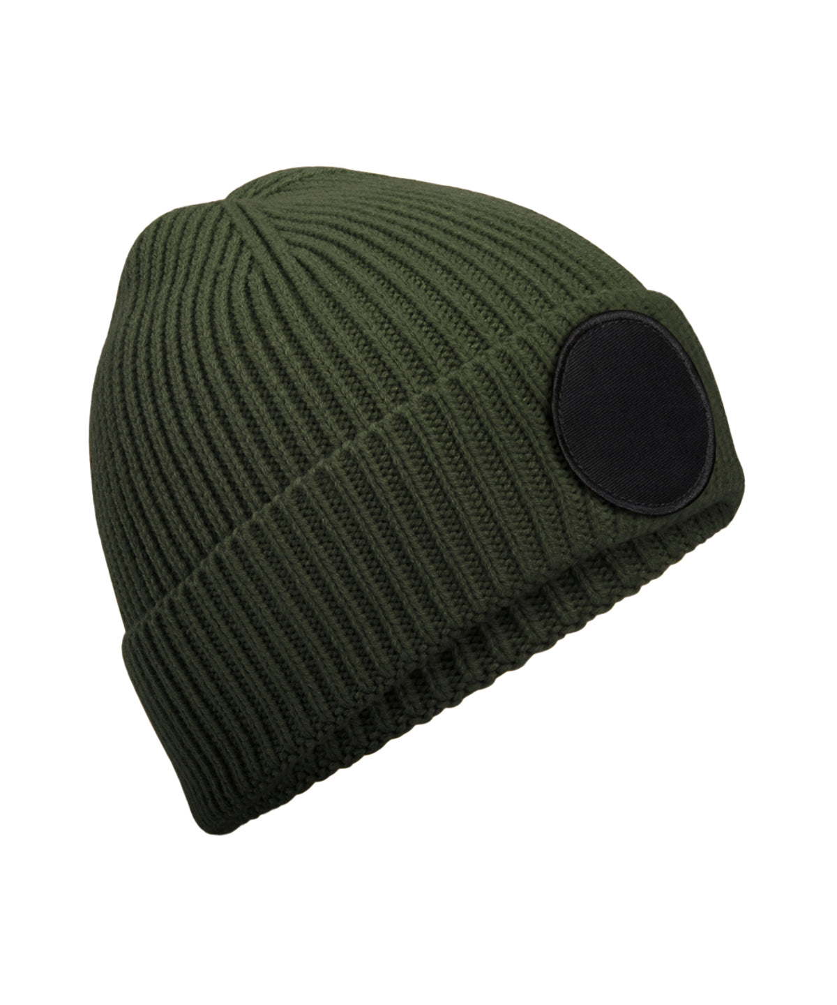 Circular fashion patch beanie