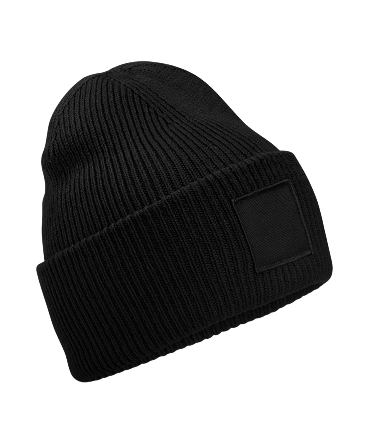 Deep-cuffed tonal patch beanie