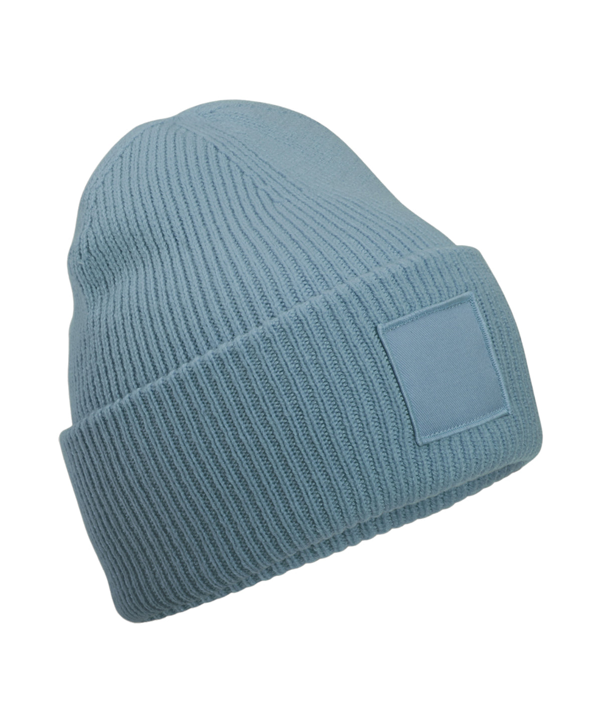 Deep-cuffed tonal patch beanie