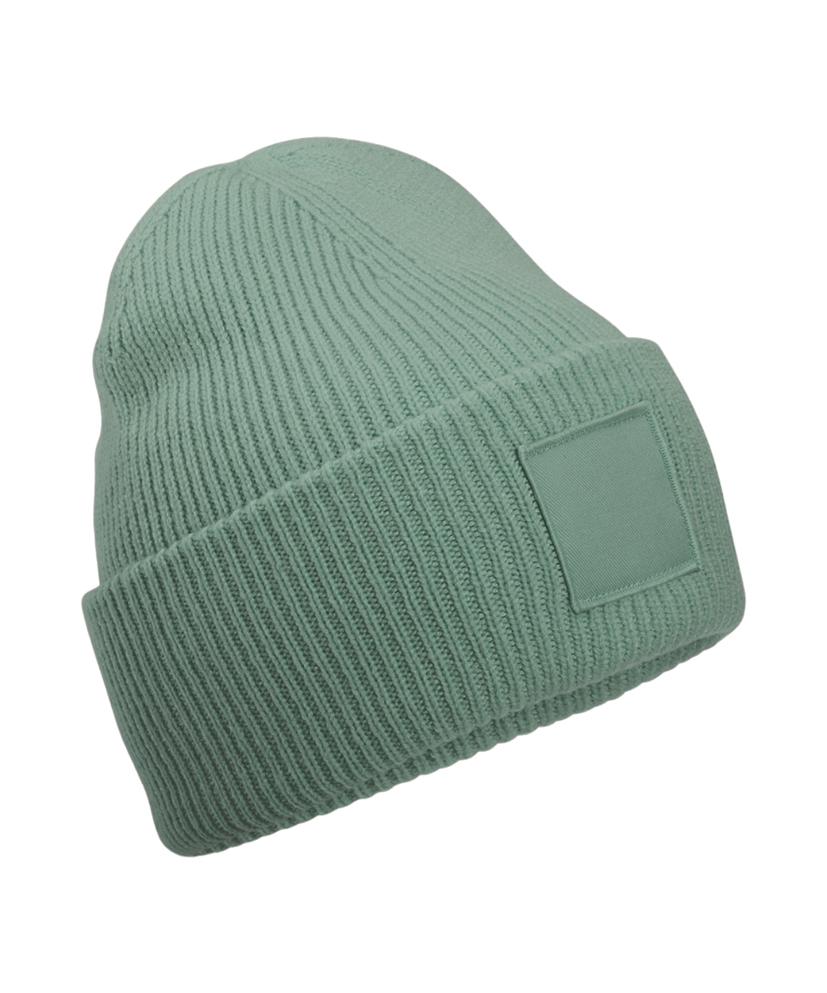 Deep-cuffed tonal patch beanie