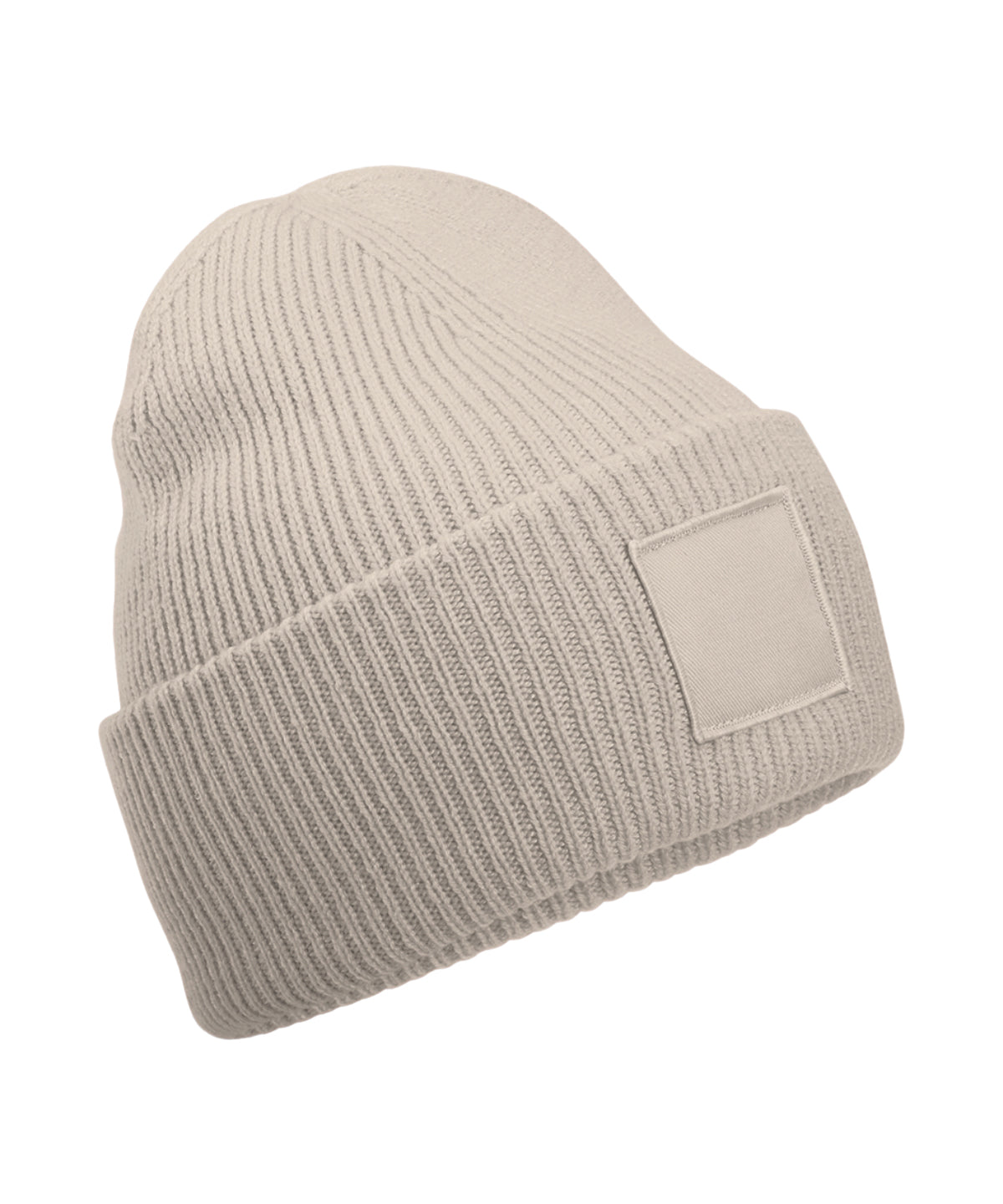 Deep-cuffed tonal patch beanie