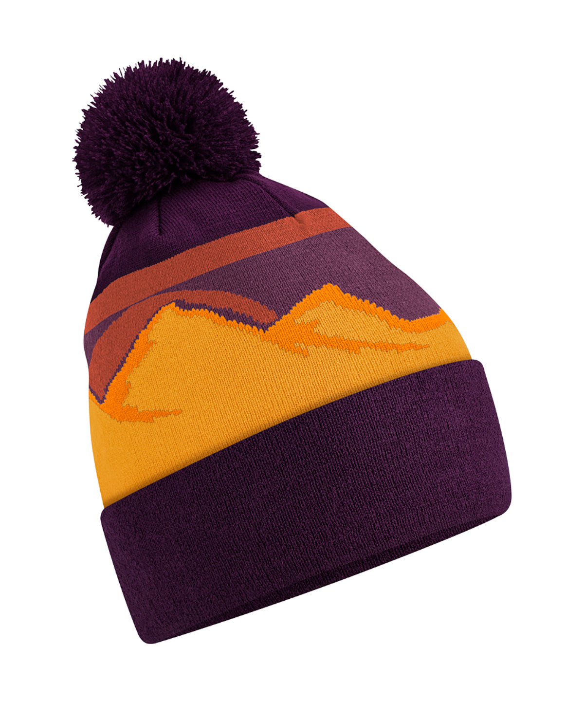 Mountain peaks pom pom beanie