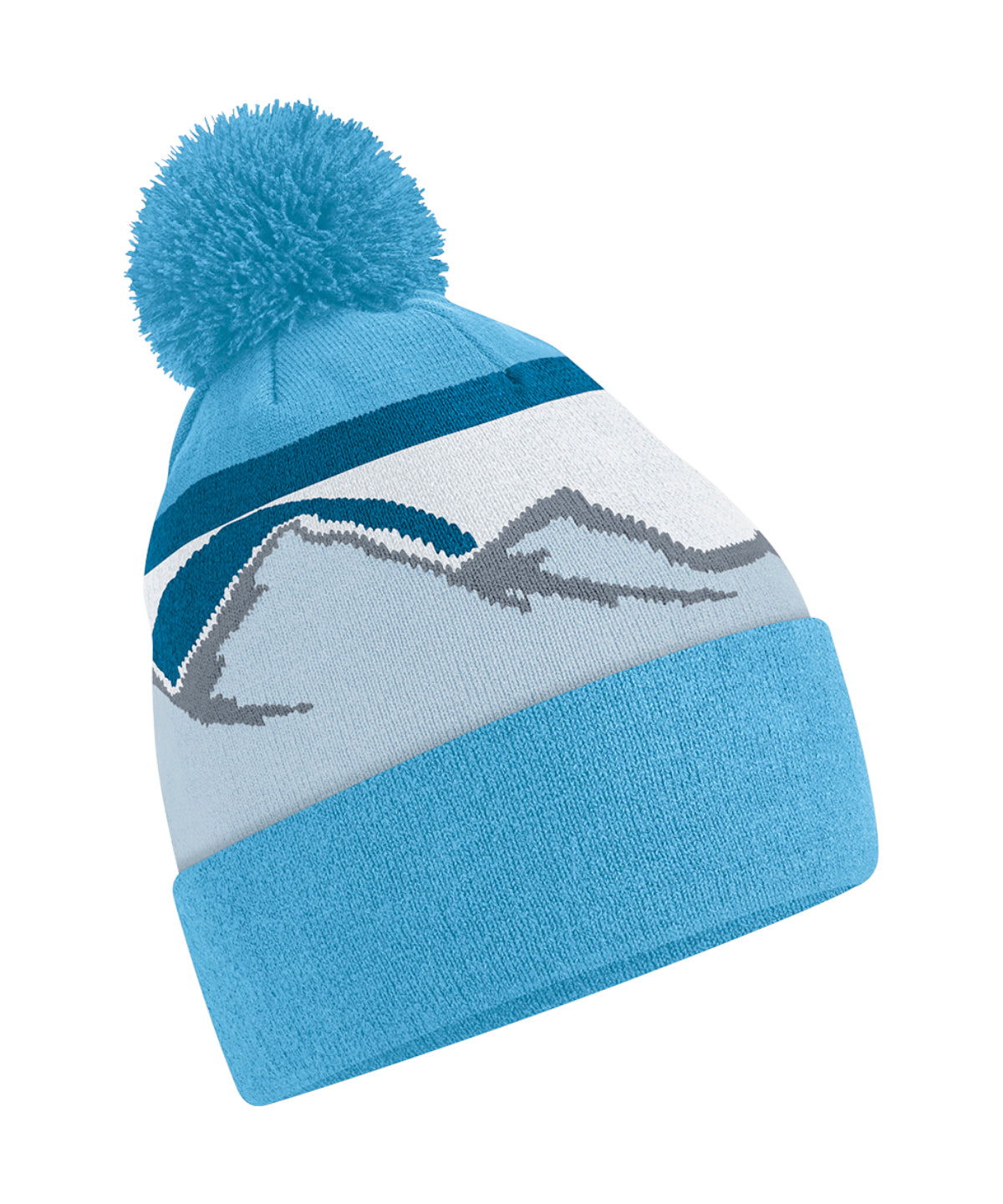 Mountain peaks pom pom beanie