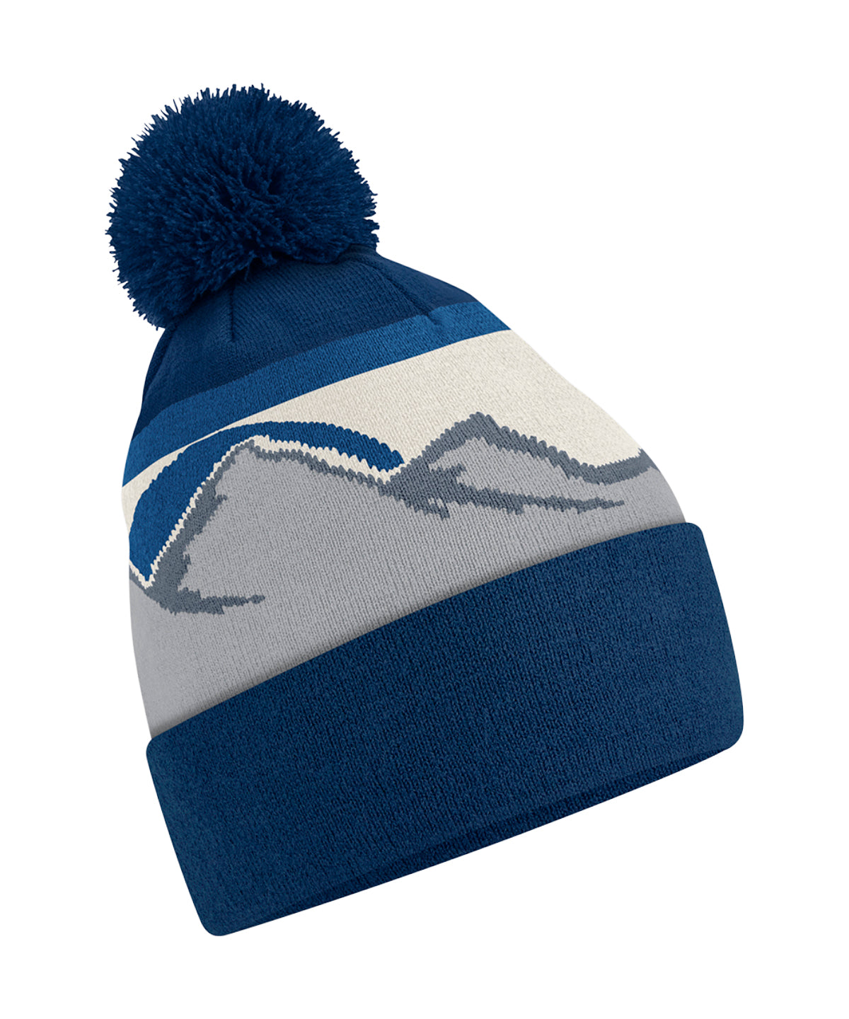 Mountain peaks pom pom beanie