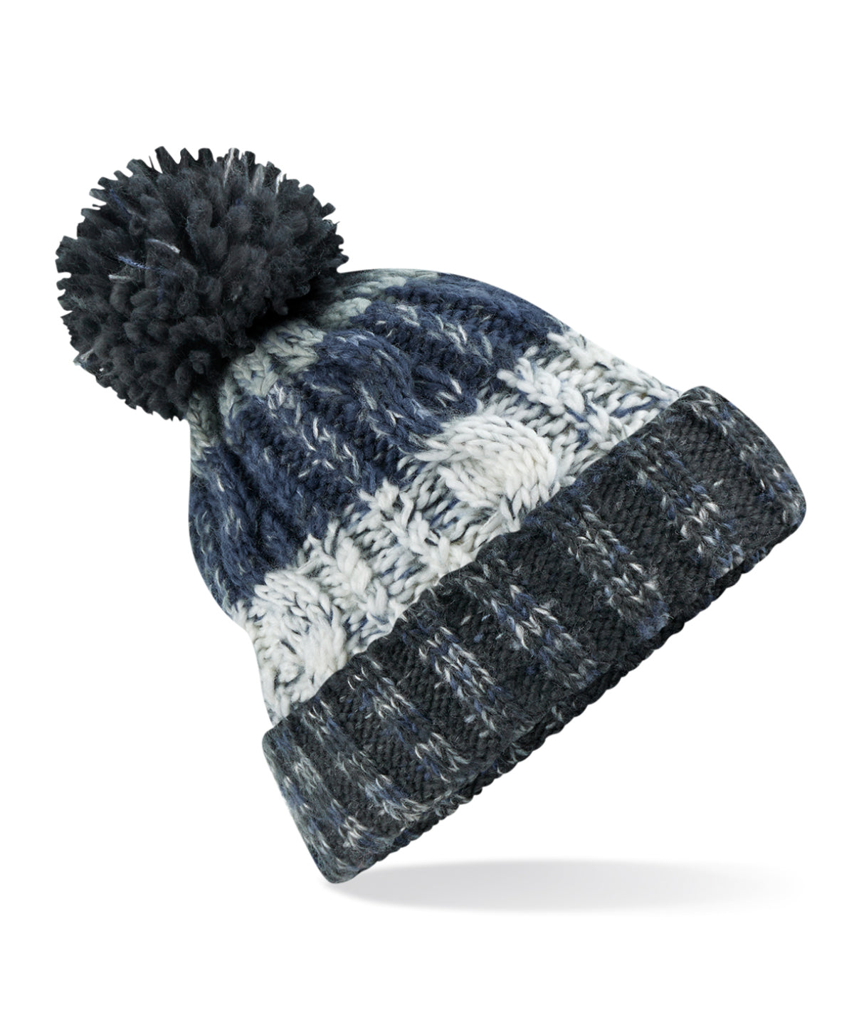 Corkscrew pom pom beanie