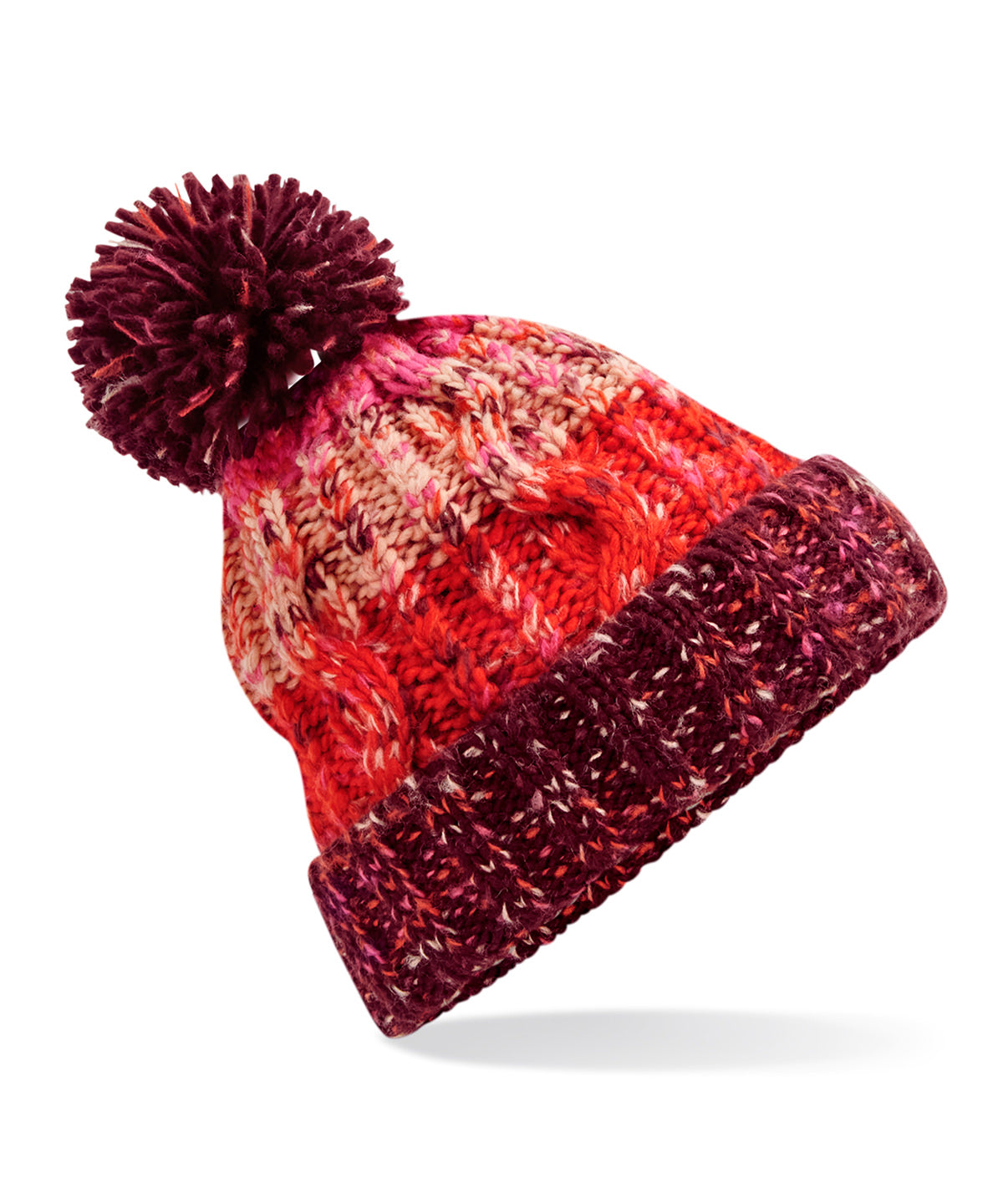 Corkscrew pom pom beanie