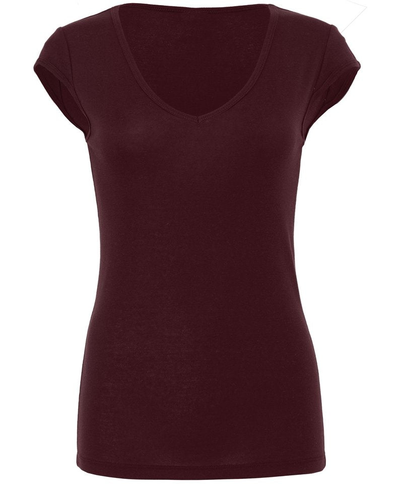 Sheer mini rib v-neck t-shirt