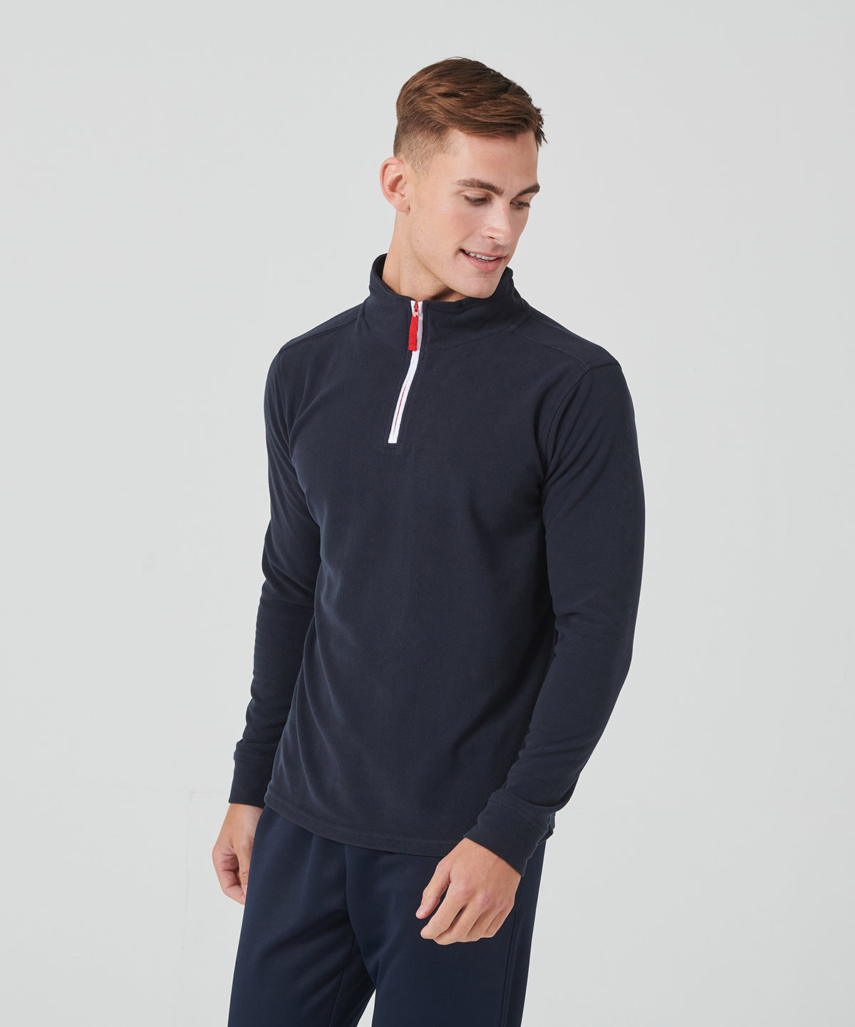 ¼ zip long sleeve fleece piped