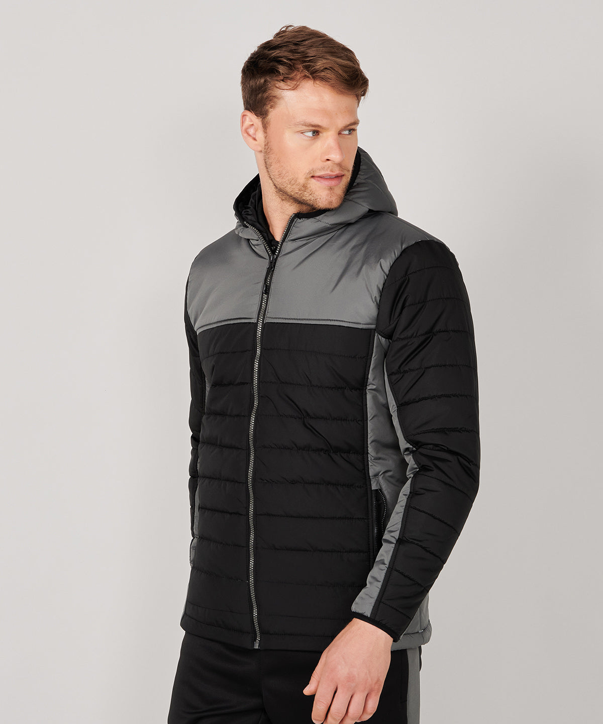 Hooded contrast padded jacket 