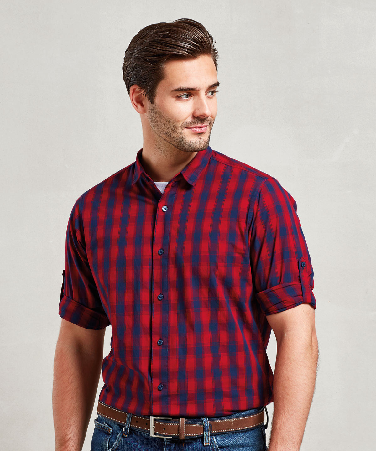 Mulligan check cotton long sleeve shirt