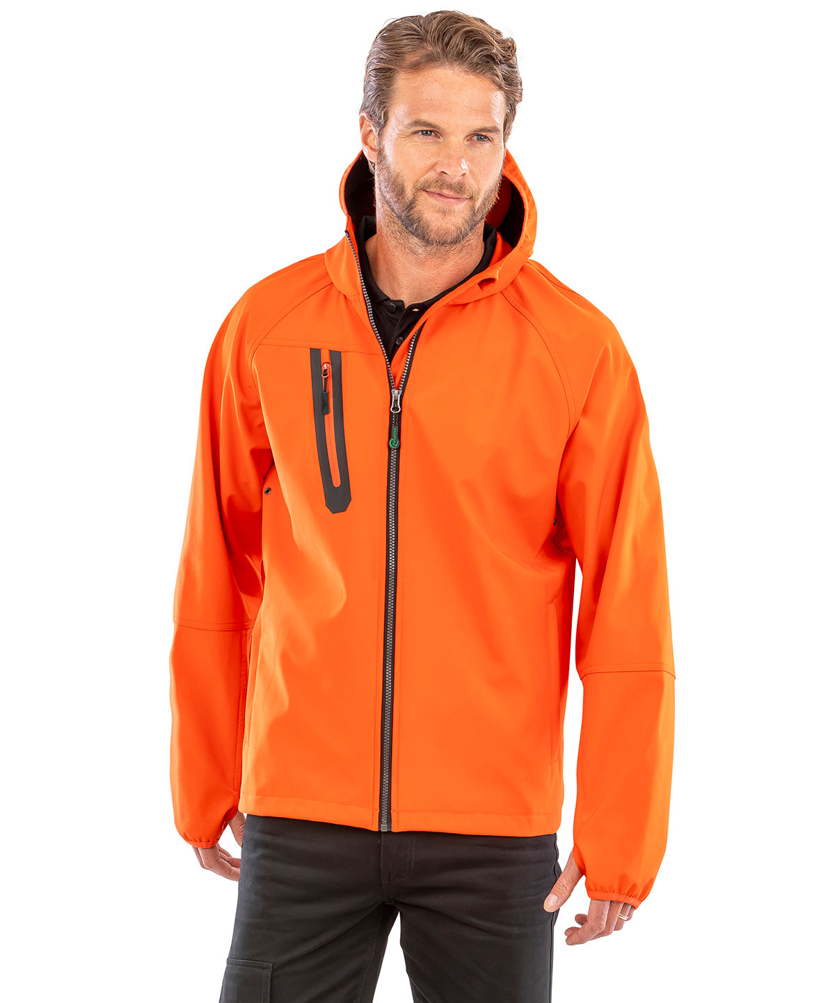 3-layer recycled printable casual hooded softshell