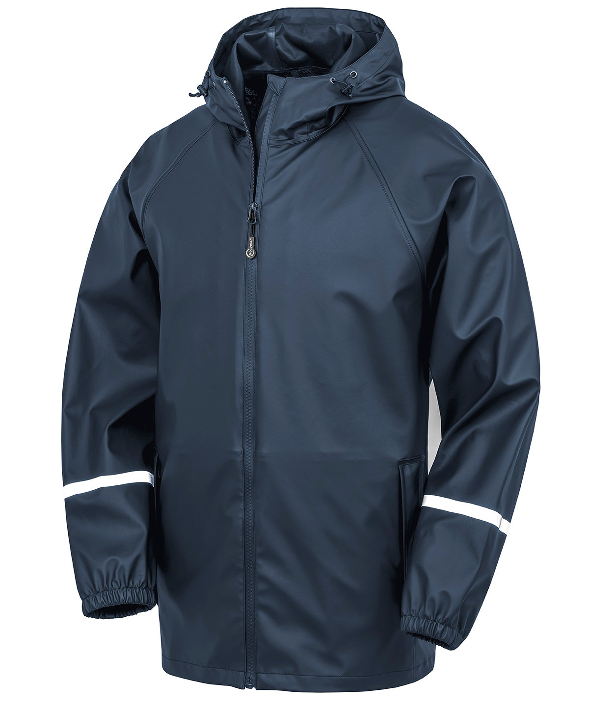 Prism PU waterproof jacket with reflective bands and recycled backing