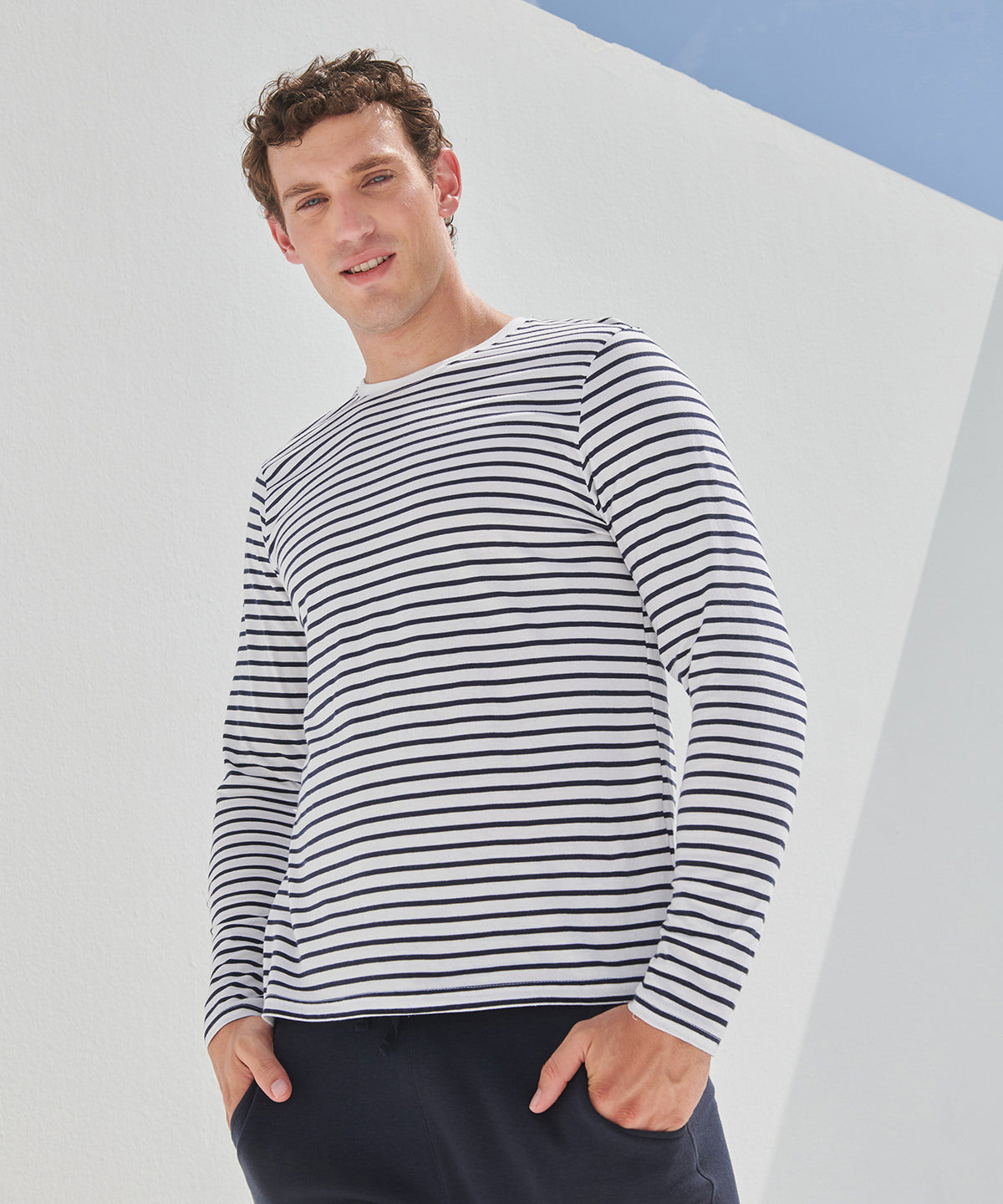 Unisex long-sleeved striped T