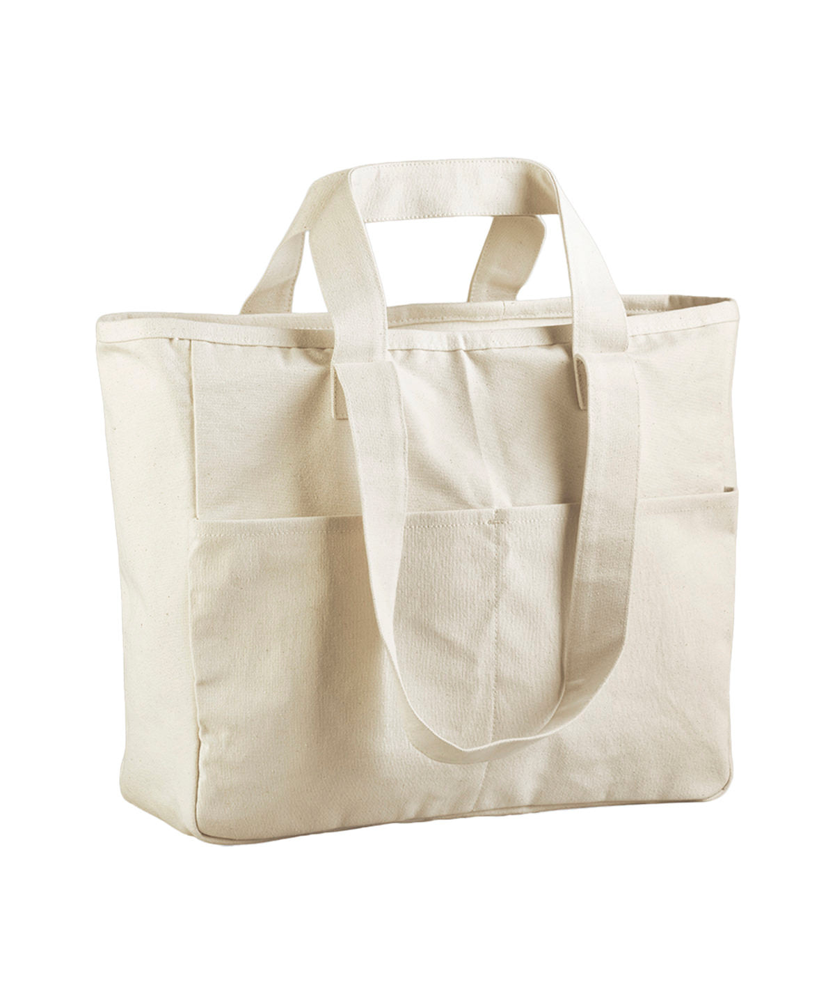 Double-handle cargo pocket tote