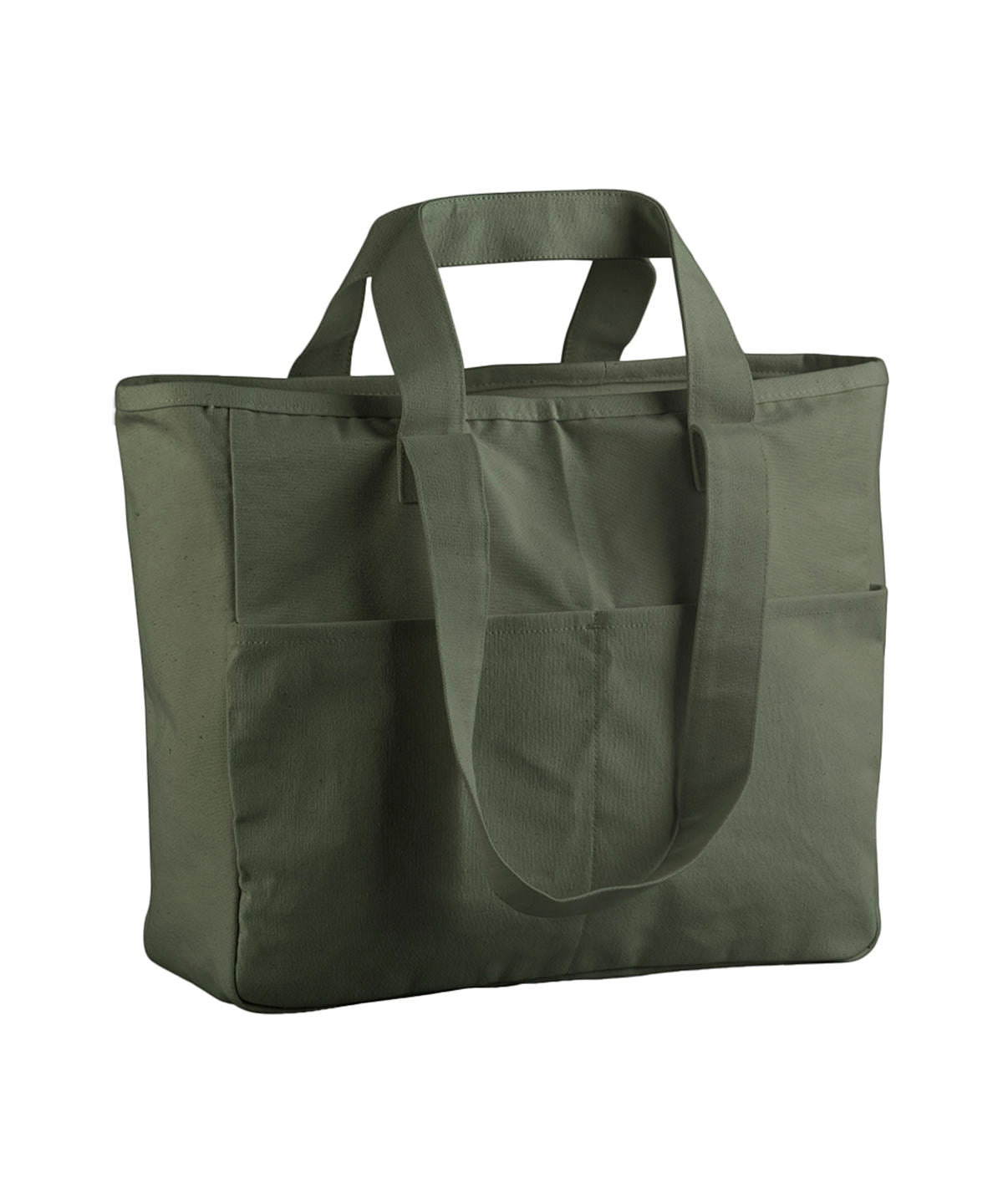 Double-handle cargo pocket tote