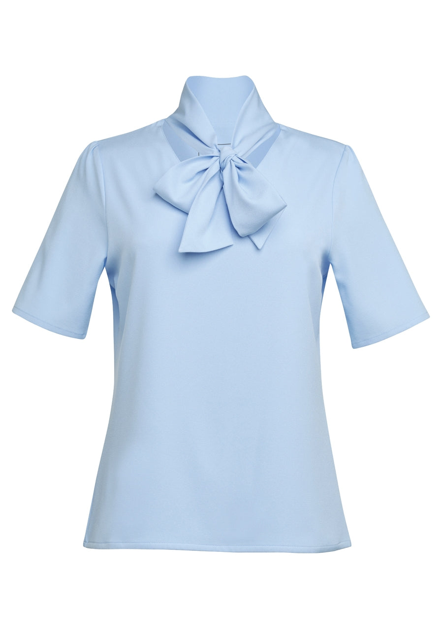Flavia S/S Tie Neck Blouse