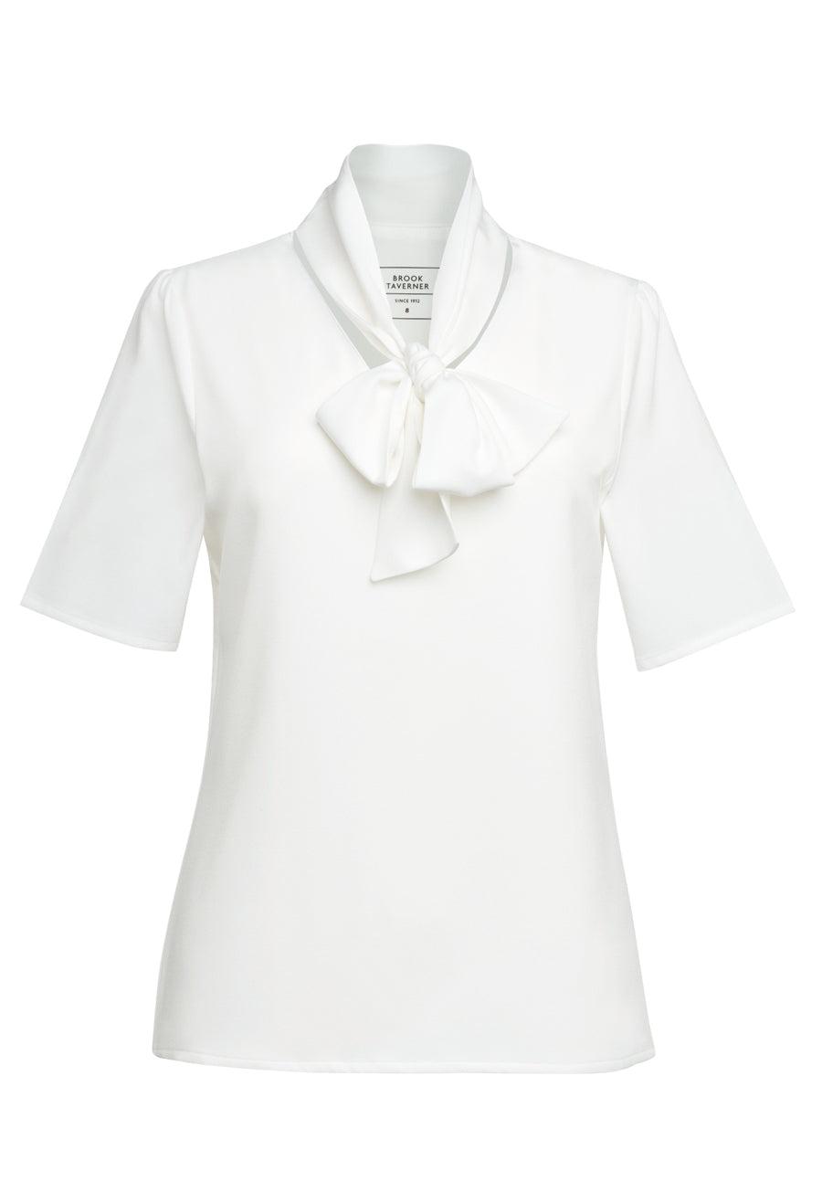 Flavia S/S Tie Neck Blouse